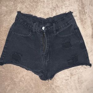 Shein Black denim cheeky shorts